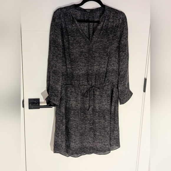 Babaton Silk Grey Black Long Sleeve Mini Dress Medium - Picture 2 of 6